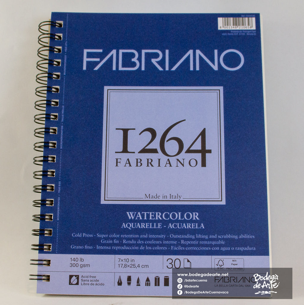 Block Fabriano Acuarela 300gr 17.8x25.4 30 hojas
