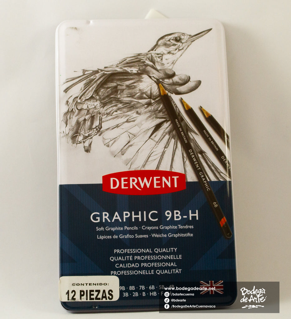 Lápices Grafito Derwent 12 piezas 9B-H