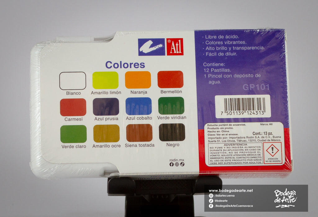Estuche portátil de acuarelas ATL y pincel