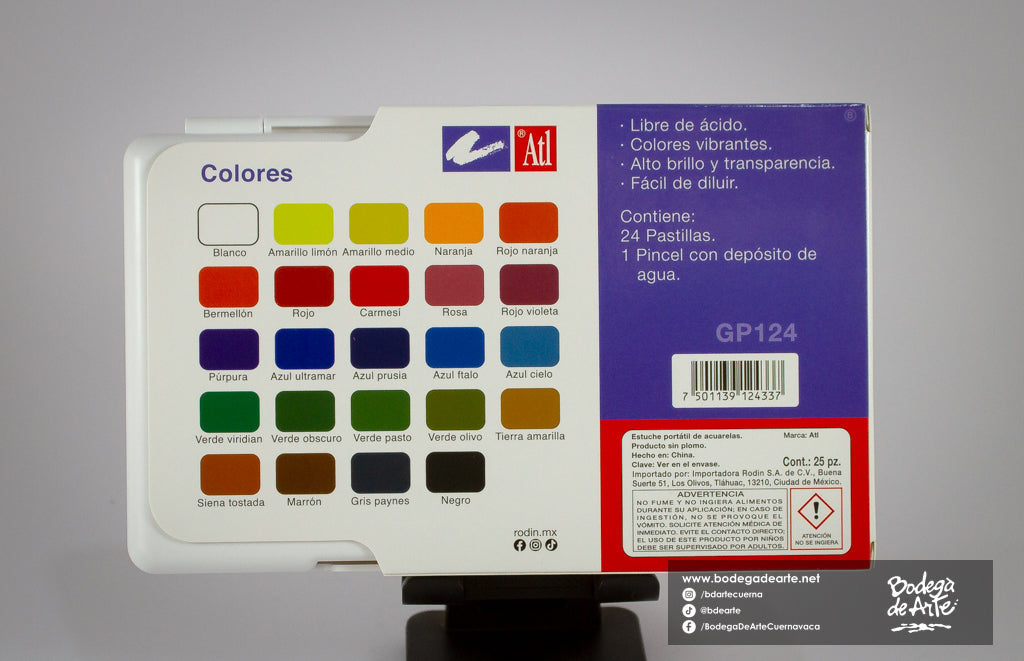 Estuche portátil de acuarelas ATL y pincel