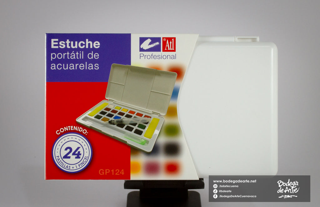 Estuche portátil de acuarelas ATL y pincel