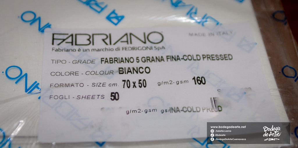 Pliego de papel Fabriano 50x70cm 160gm