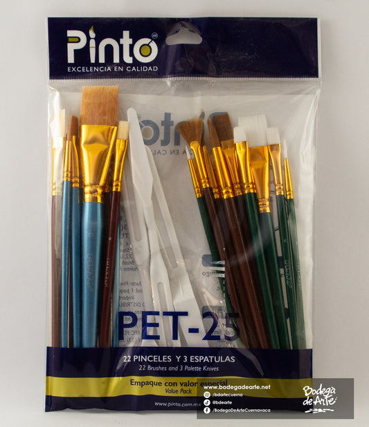 Set con 22 pinceles Taklon y 3 espátulas