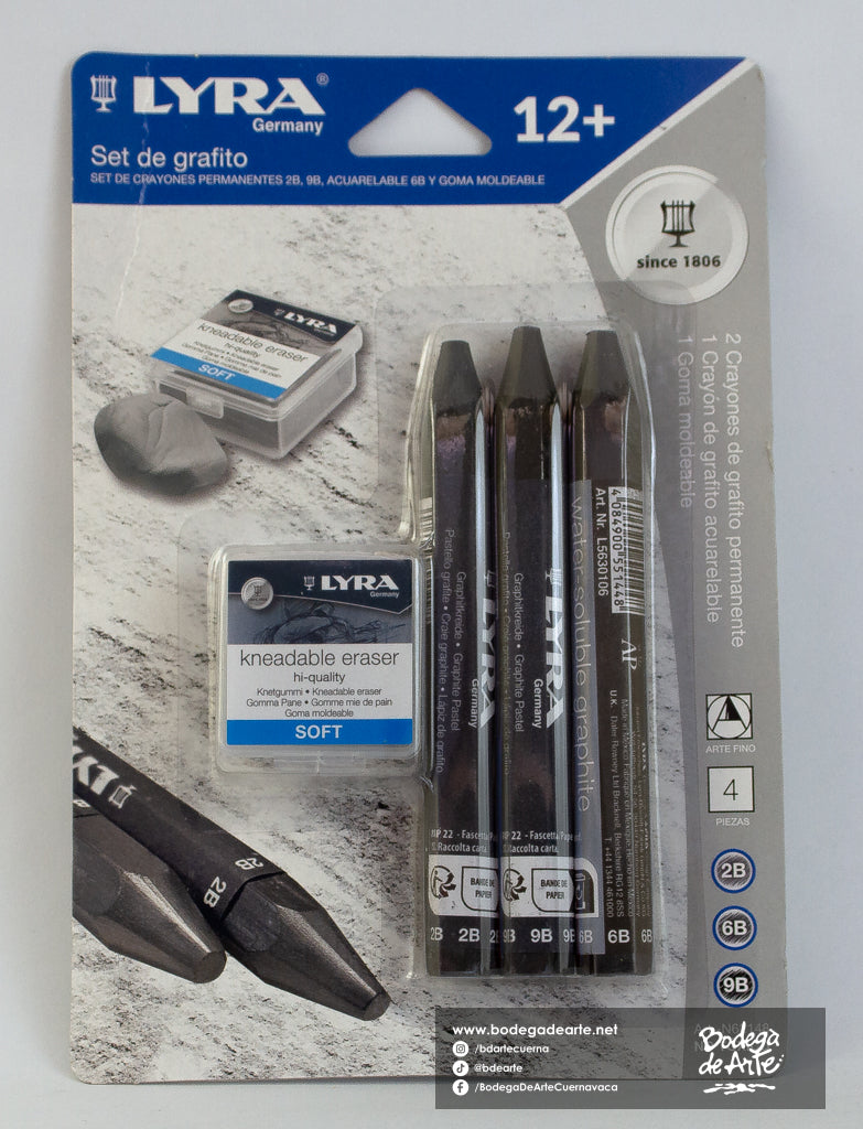 Set de crayones de grafito con goma moldeable