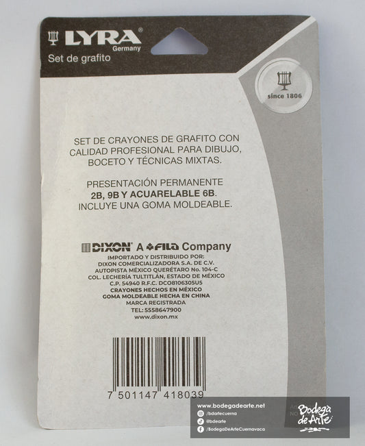 Set de crayones de grafito con goma moldeable