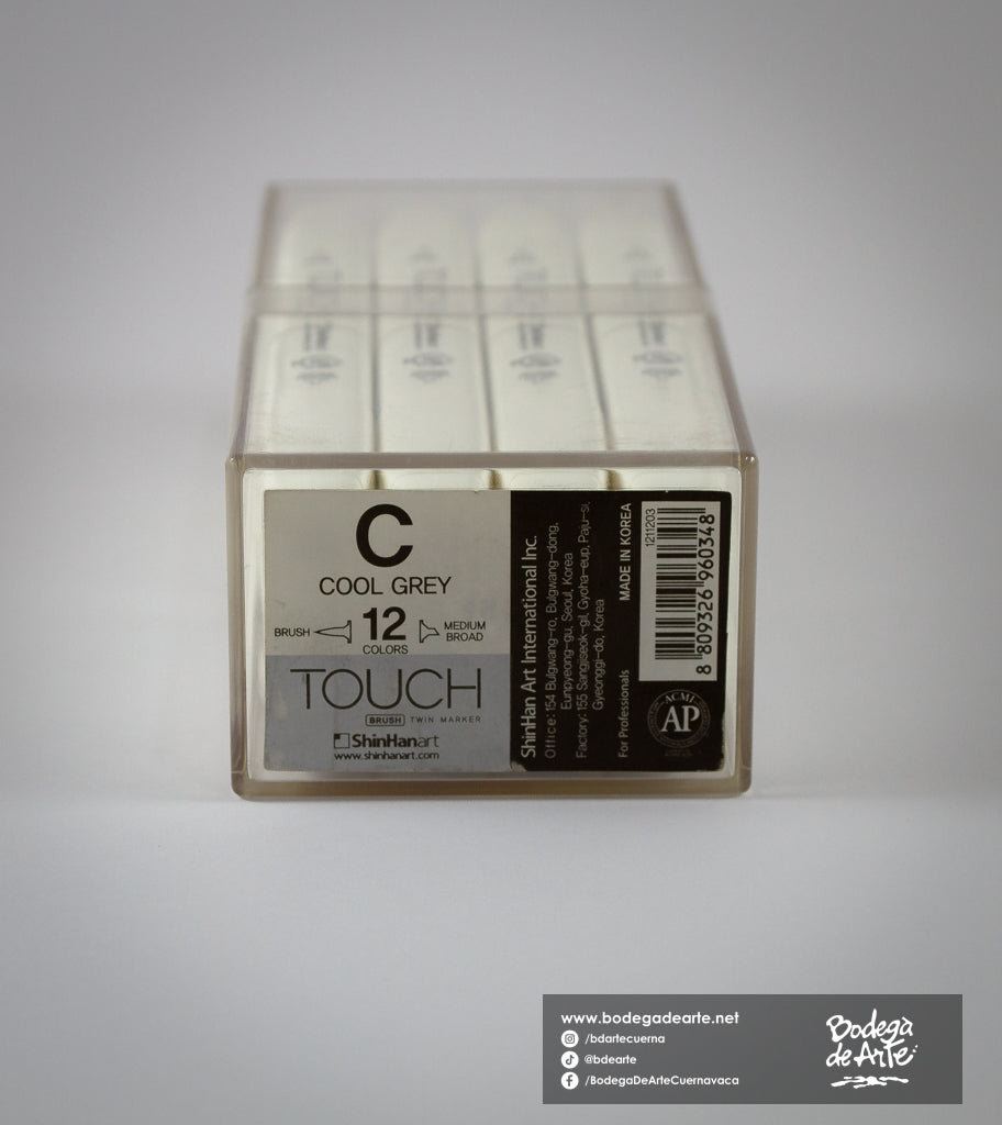 Set Shinhan marcadores doble punta touch 12 piezas cool grey