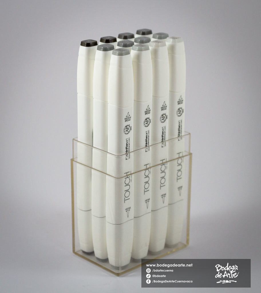 Set Shinhan marcadores doble punta touch 12 piezas cool grey