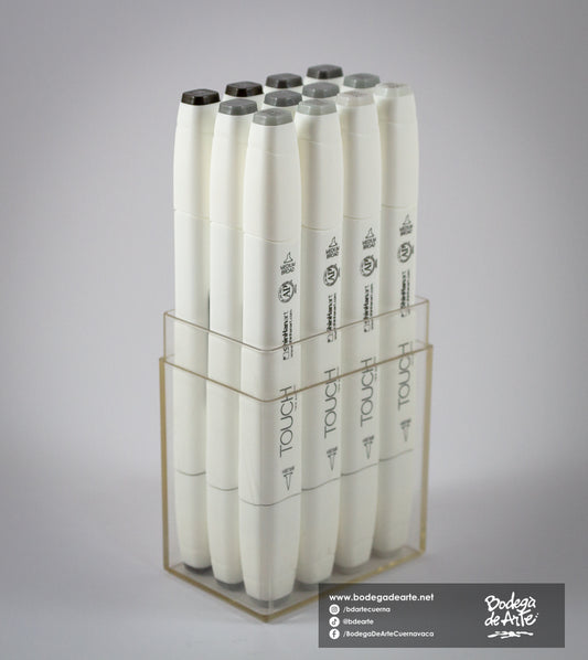 Set Shinhan marcadores doble punta touch 12 piezas cool grey