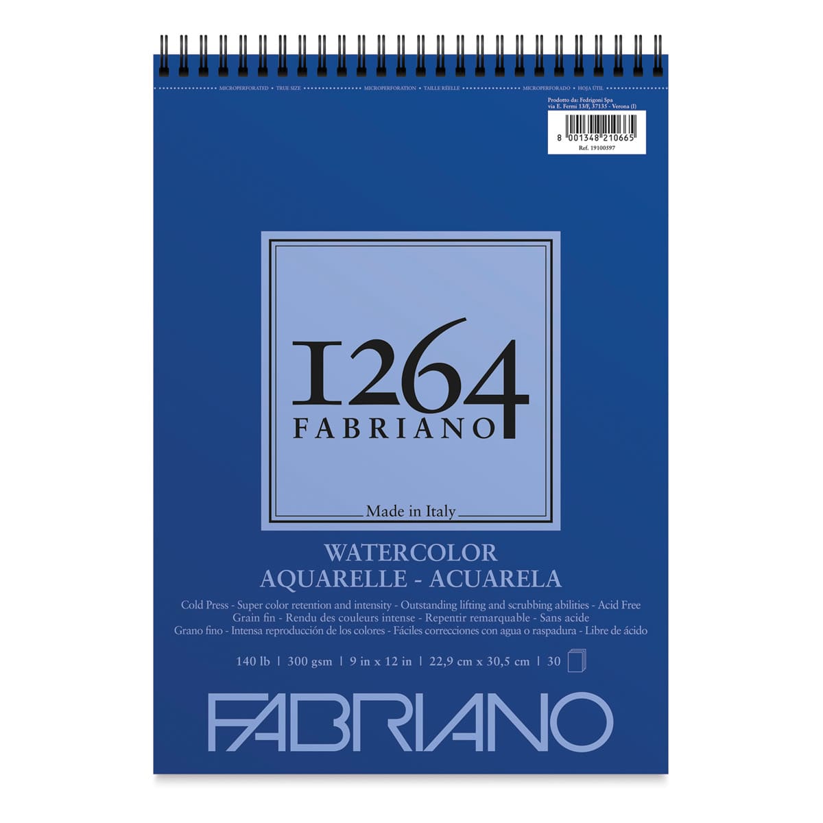 Fabriano 1264 Acuarela espiral 22.9 x 30.5 cm